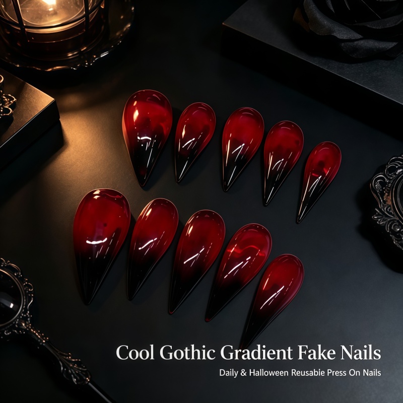 Nail Art Vampire - 2026Nowość: 10 sztuk bardzo długich sztucznych
