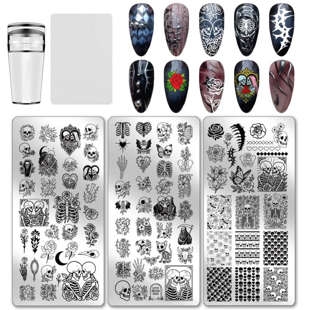 Nail Art Gothic - 3 szt. Płytki do stemplowania paznokci