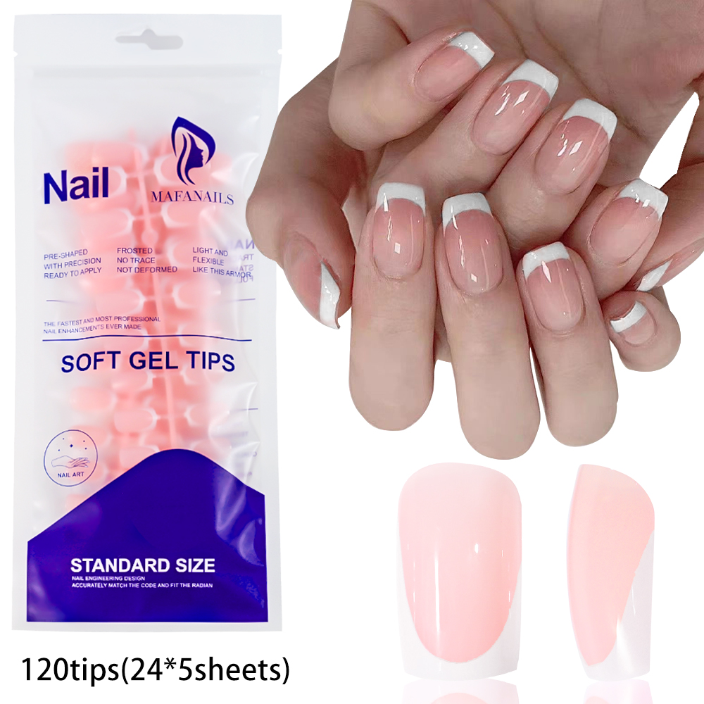 Nail Art Y2K - 120szt Błyszczące Krótkie Kwadratowe Paznokcie Nude