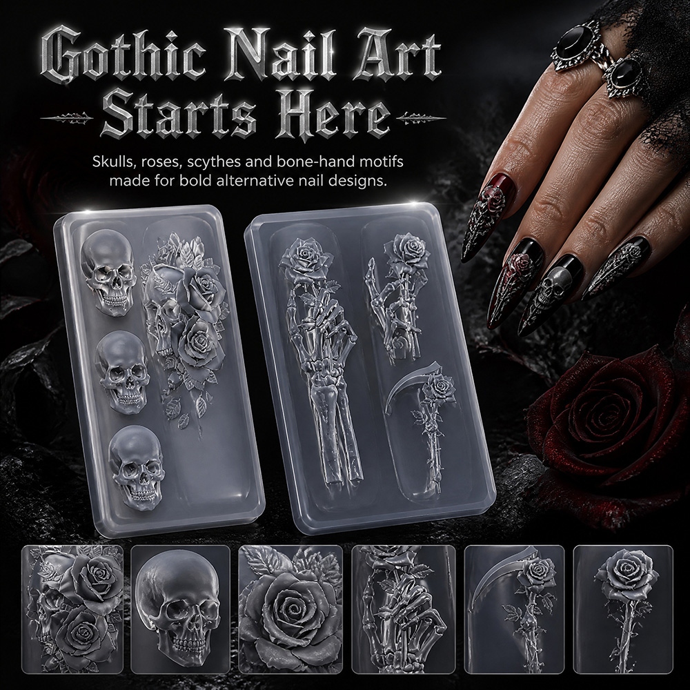 Zestaw 2 szt. Formy silikonowe – Nail Art Gothic recenzja i cena