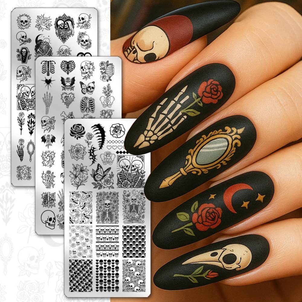 3 szt. Płytki do stemplowania  – Nail Art Gothic recenzja i cena