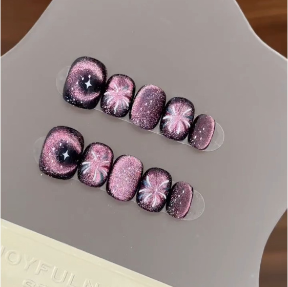 10 szt. Fioletowych Krótkich O – Nail Art Eye Cat recenzja i cena