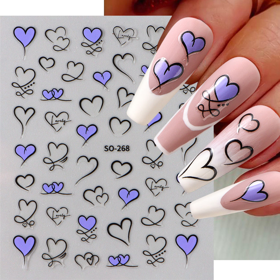 3szt Y2K Gold Wave Line Heart  – Nail Art Valentine recenzja i cena